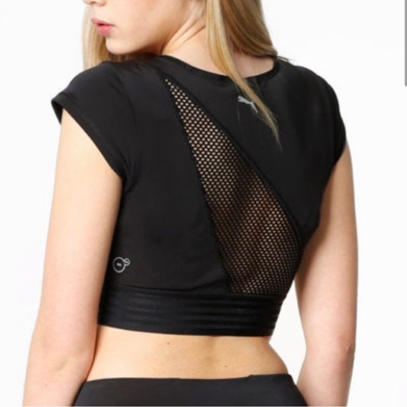 Puma Explosive Black Crop Workout Tee - Picture 1 of 6